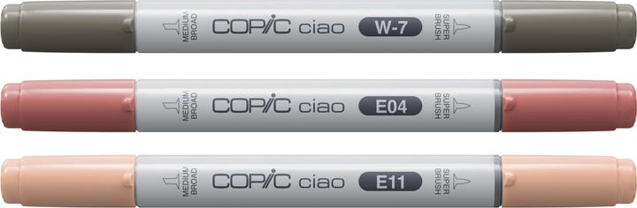 Actual product image Copic CIAO - Brand (E-11 Bareley Beige, W-7 Warm Gray No. 7, E-04 Lipstick Rose, 6 mm, 3 x)