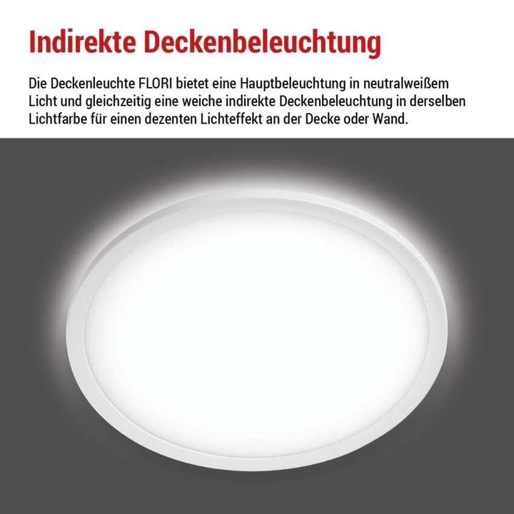 Actual product image Emos LED surface-mounted light FLORI round, white, 22W, neutral white (2200 lm)