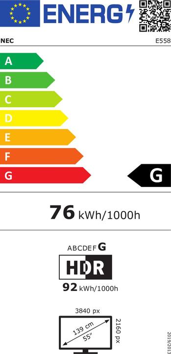 Energy Label NEC MultiSync E558 (3840 x 2160 Pixels, 54.60")