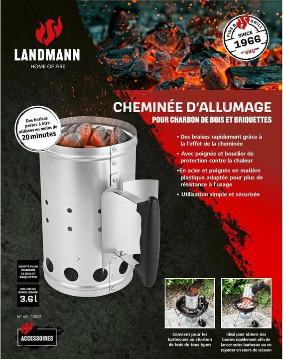 Immagine prodotto Landmann Avviatore per camino Ø 16,5 x 27 cm, acciaio inox/nero