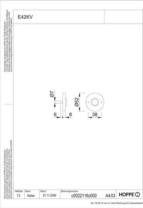 Actual product image Hoppe Handle rosette E42KV (Door rosette)
