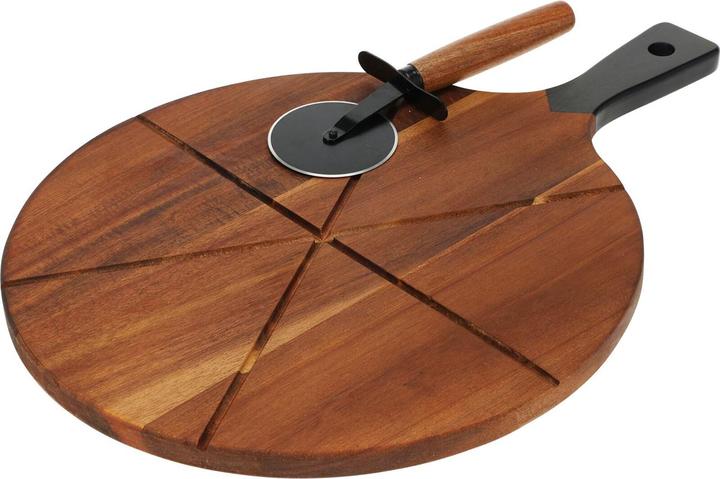 Image du produit Excellent Houseware Planche à pizza en acacia avec coupe-pizza