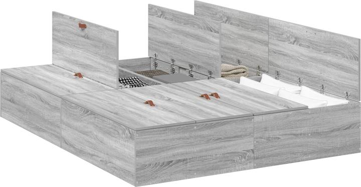 Produktbild VidaXL Stauraumbett Grau Sonoma 140x200 cm (140 x 200 cm)