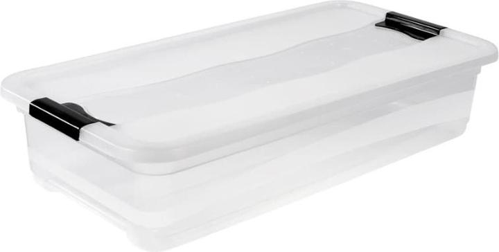 Produktbild keeeper Aufbewahrungsbox "cornelia", 33 Liter, transparent Box und Deckel: transparent / Clips: schwarz (79.5 x 39.5 x 17 cm, 33 l)