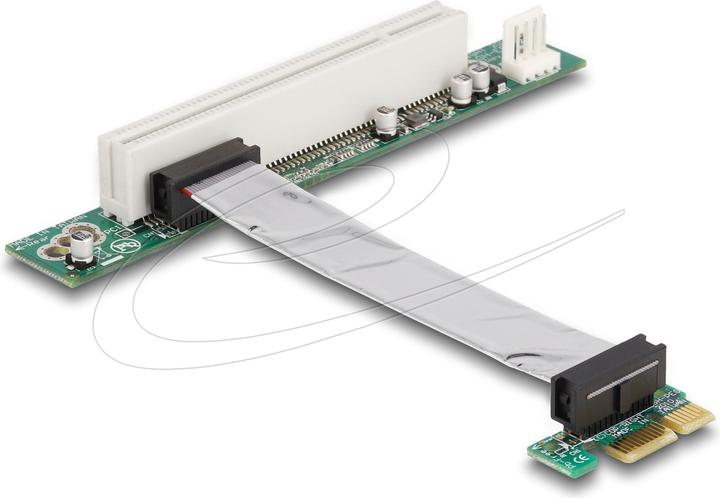 Actual product image Delock Riser card PCI Express x1 > PCI 32Bit with flexible cable left directed