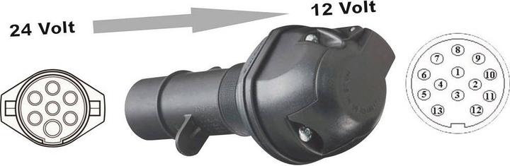 Produktbild SecoRüt Spannungsreduzierer von 24 auf 12 Volt 7(Typ N) zu 13 polig