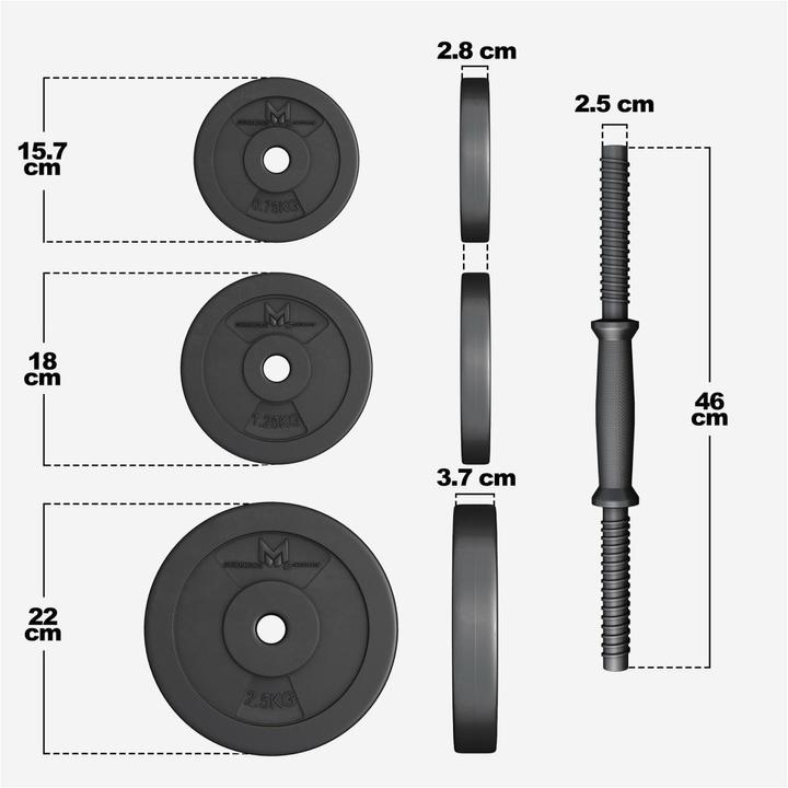 Actual product image Gyronetics Dumbbell set (8 x 2.5 kg, 4 x 1.25 kg, 4 x 0.75 kg)