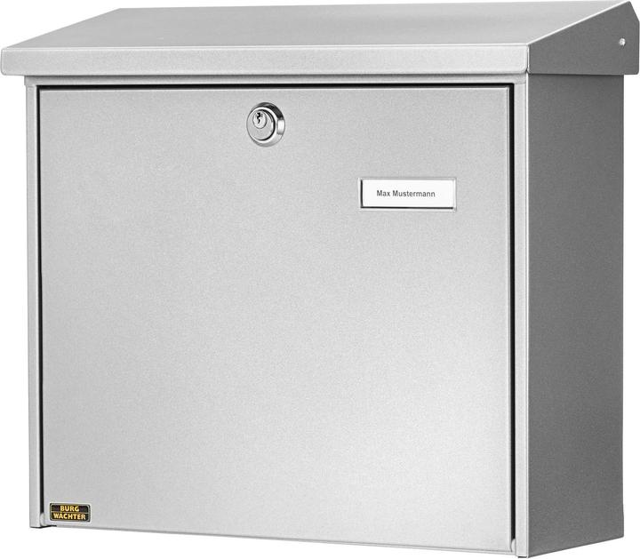 Actual product image Burg Wächter Galvanised steel letter box WxHxD 380/340/148 mm Comfort 913 silver with opening stop