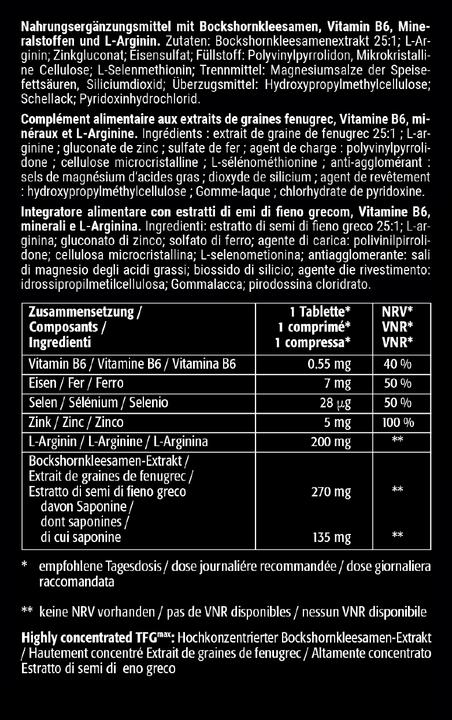 Valeurs nutritives et ingrédients Andropeak Plus Kapsel (60 pièce(s), Capsules, 60 g)