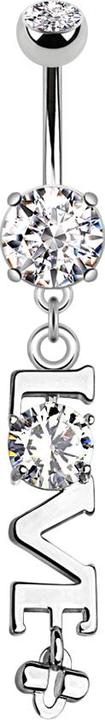 Produktbild Star Piercing Banane silber mit zwei Kugeln Kristall silber Anhänger Love (Messing, Chirurgenstahl 316L)