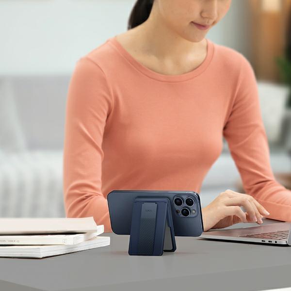 Produktbild Uniq Heldro ID magnetyczny portfel z podpórką i opaską granatowy/navy (storm blue)