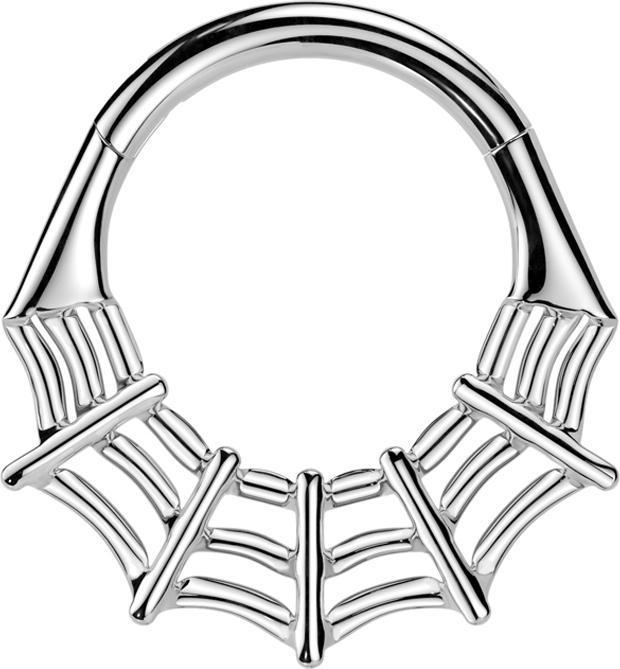 Produktbild Star Piercing Micro Segmentring klappbar silber Spinnennetz (ohne Messing, Titan G23)
