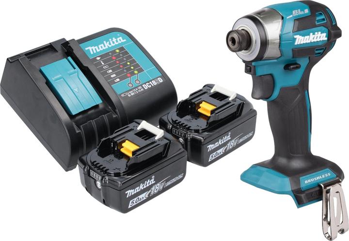 Immagine prodotto Makita DTD 173 ST Akku Schlagschrauber 18 V 180 Nm 1/4“ Brushless + 2x Akku 5,0 Ah + Ladegerät