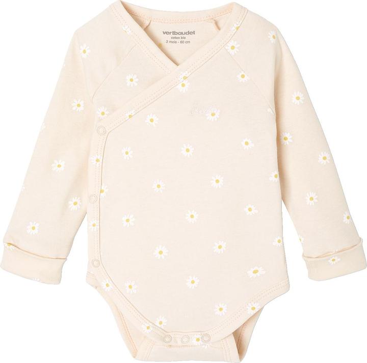 Vertbaudet Bio-Kollektion: Mitwachsender Baby Wickelbody mit Gänseblümchen