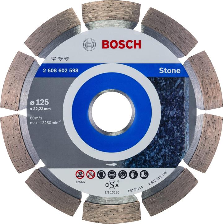 Bosch Professional Zubehör Disco da taglio diamantato Standard per pietra, 125 x 22,23 x 1,6 x 10 mm, confezione da 1 pezzo