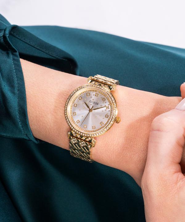 Produktbild Guess P GLD BRCT / SUN SLV GLITZ DL / P GLD BRCT W/ CRYS Armbanduhr (Uhr mit Schmuckstein, 32 mm)