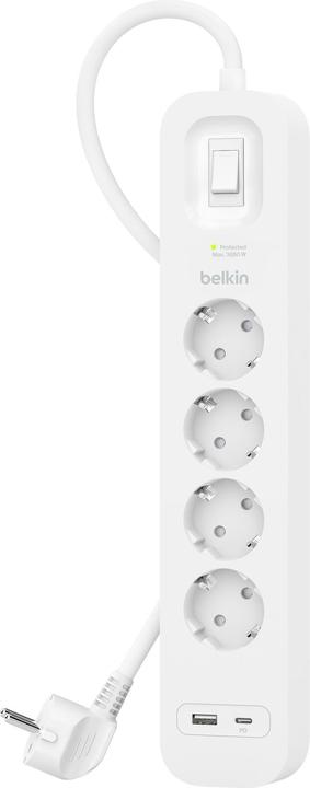 Actual product image Belkin Socket strip 4-way + USB-A+C,525J,18W,2m SRB001vf2MV2 (4 x, USB-A, USB-C, CEE 7/3, 2 m)