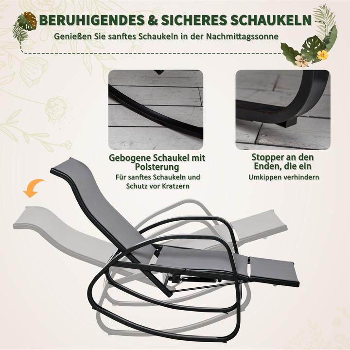 Produktbild Outsunny Schaukelstuhl mit verstellbarer Rückenlehne und Fussstütze (90 cm)