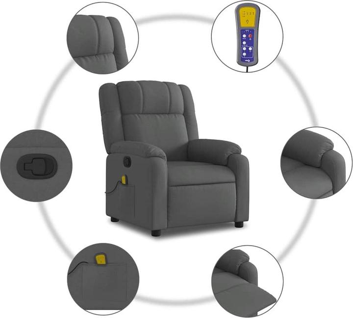 Immagine prodotto VidaXL Sedia da massaggio in tessuto grigio scuro,Colore: Grigio scuro, Materiale