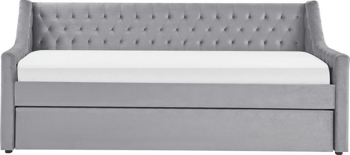 Immagine prodotto Beliani Daybed allungabile in tessuto vellutato grigio con rete a doghe 90 x 200 cm MONTARGIS (90 x 200 cm)