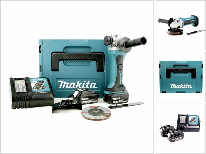 Produktbild Makita BGA 452 RFJ 18V Li-ion 115 mm Akku Winkelschleifer mit 2x BL1830 B Akku, DC 18 (115 mm)