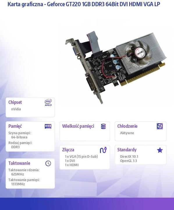 Produktbild AFOX GeForce GT220 1GB DDR3 AF220-1024D3L2 - PCI-Express - 1.024 MB (1 GB)