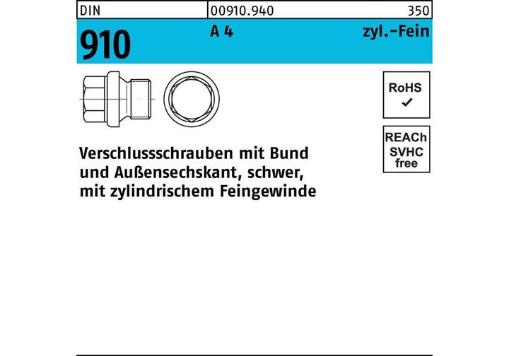 Produktbild Verschlussschraube DIN 910 m.Bund/Aussen-6-kant M 42 x 1,5 A 4