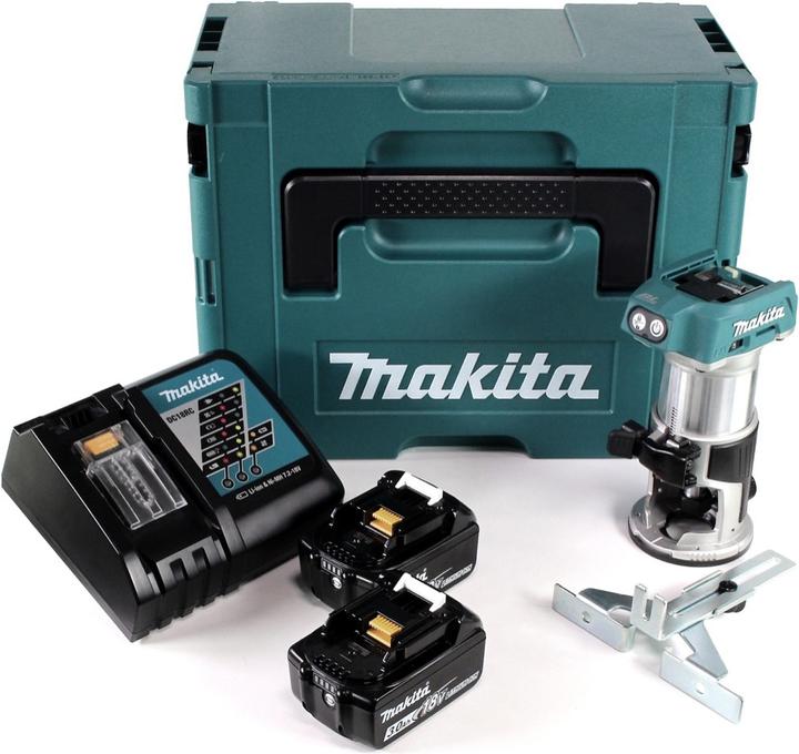 Produktbild Makita DRT 50 RFJ Akku Multifunktionsfräse brushless 18V + 2x Akkus 3,0 Ah + Schnellladegerät im Mak