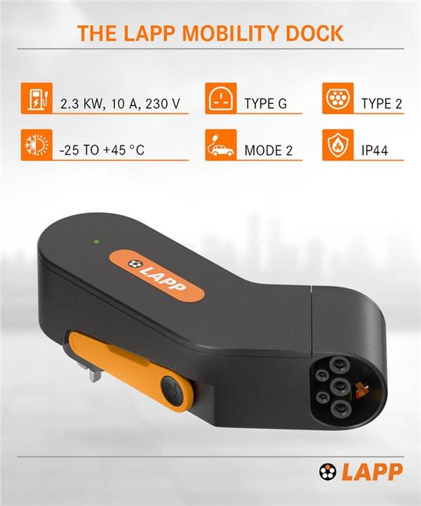 Produktbild Lapp Mobility Mobility Dock Ladegerät für Elektrofahrzeug, Typ UK (Typ 2, 2.30 kW, 10 A, Typ F)