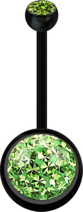 Produktbild Star Piercing Banane schwarz mit Kugel Kristall hellgrün und Kugel Kristall hellgrün Epoxy Schutzschicht (Bioflex, ohne Messing)