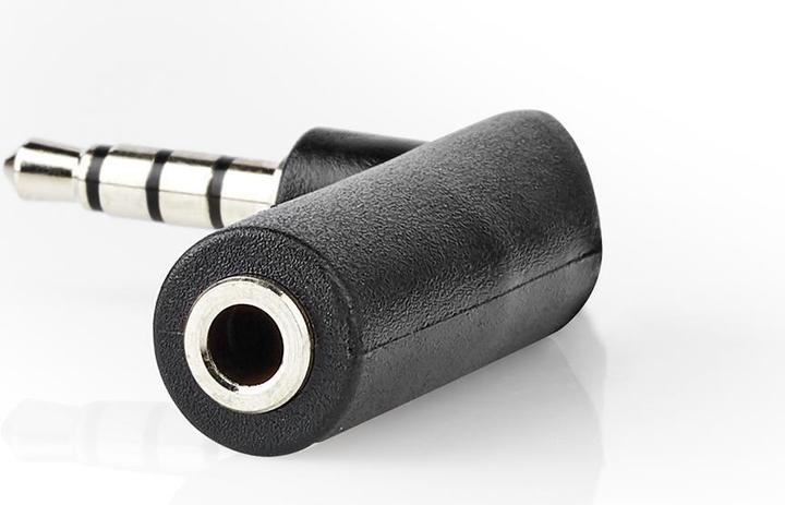 Produktbild Nedis AGB22980BK Stereo-Audio-Adapter mit 3,5-mm-Stecker, 3,5-mm-Stecker, 90-Grad-Winkel, 4-polig, S