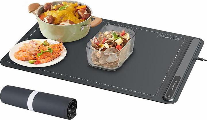 Image du produit Rosenstein & Söhne Table à roulettes digit. Plaque chauffante silicone, 55-100 °C, 61 x 40 cm, 250 W