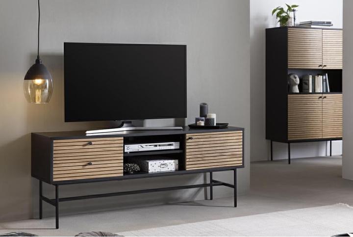 Image du produit SalesFever Buffet bas en placage bois véritablex60 noir (150 x 40 x 60 cm)