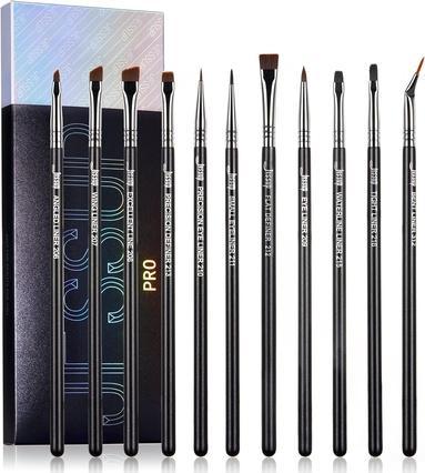 NoName Eyeliner-Pinselset Professionelle Eyeliner-Makeup-Pinsel 11tlg. abgewinkelt flach Definer ultrafein (Eyeliner)