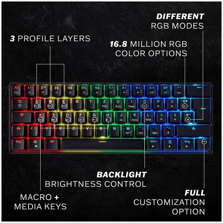 Image du produit HK Gaming GK61 US OPT rose/rouge (DE, Filaire)