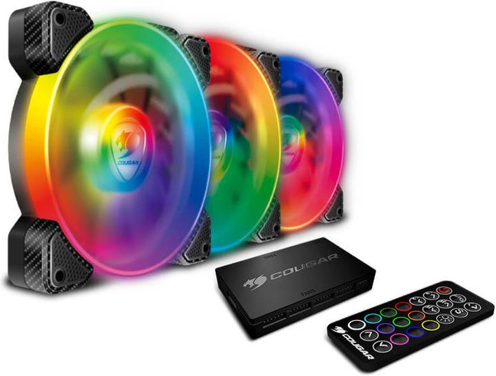 Cougar 3 pcs 120mm SPB PWM HDB RGB Fans backlight core box remote controller (120 mm, 3 x)