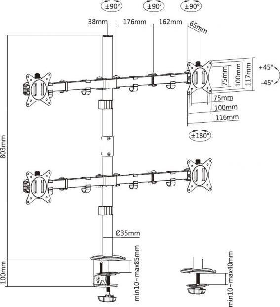 Actual product image equip Table mount (Table, 32", 36 kg)