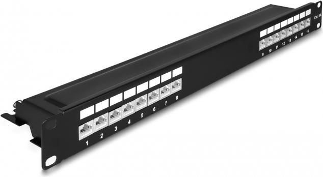 Immagine prodotto Delock 48,30 cm (19") Pannello patch 16 porte Cat.6A 1 U nero