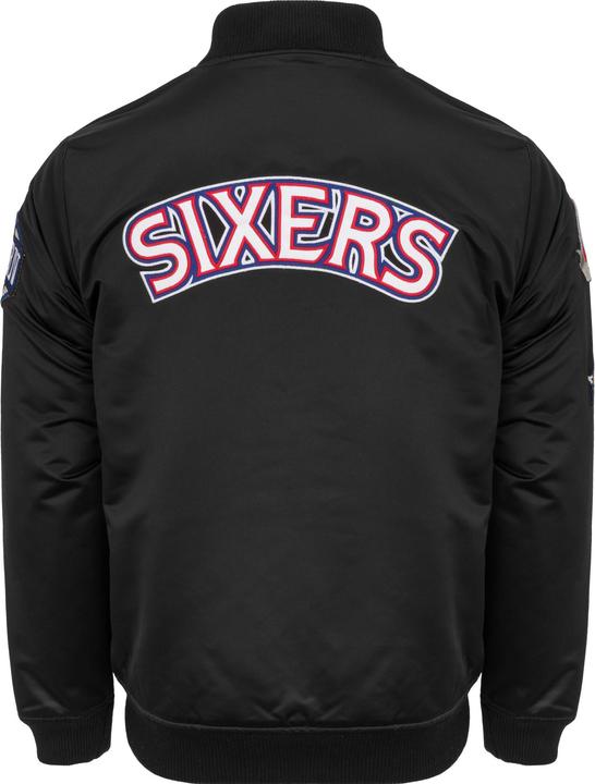 Actual product image Mitchell & Ness M&N Satin Bomber Veste - PATCHES Philadelphia 76ers (XL)