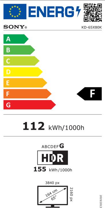 Etichetta energetica Sony KD-65X80K (65", X80K, LCD, 4K, 2022)