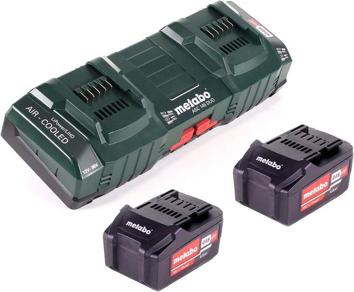 Produktbild Metabo Basis Set 2x Li-Power Akkupack 18 V 4,0 Ah CAS Li-Ion Akku ( 2x 625591000 ) + Doppelladegerät (18 V)