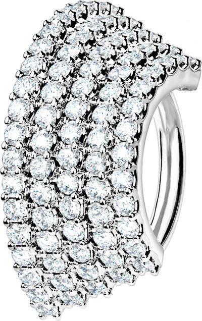 Produktbild Star Piercing Micro Piercing Ring silber Platte mit fünf Kristalllinien (Messing, Chirurgenstahl 316L)