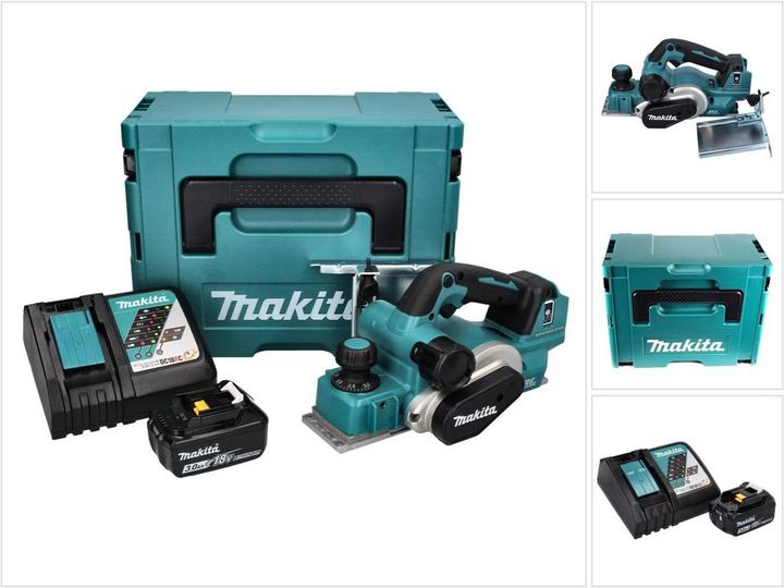 Image du produit Makita DKP 181 RF1J Rabot sans fil 82 mm 18 V Brushless + 1x batterie 3,0 Ah + chargeur + Makpac