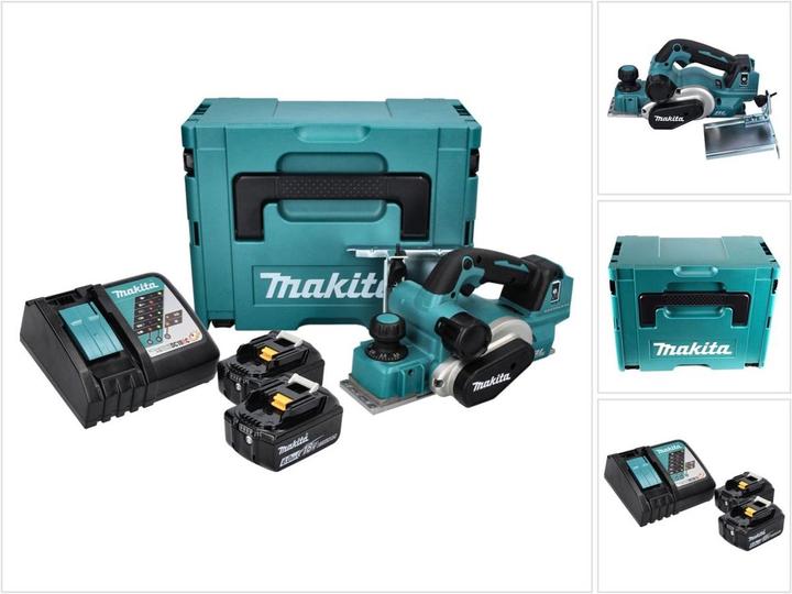 Produktbild Makita DKP 181 RGJ Akku Hobel Falzhobel 82 mm 18 V Brushless + 2x Akku 6,0 Ah + Ladegerät + Makpac