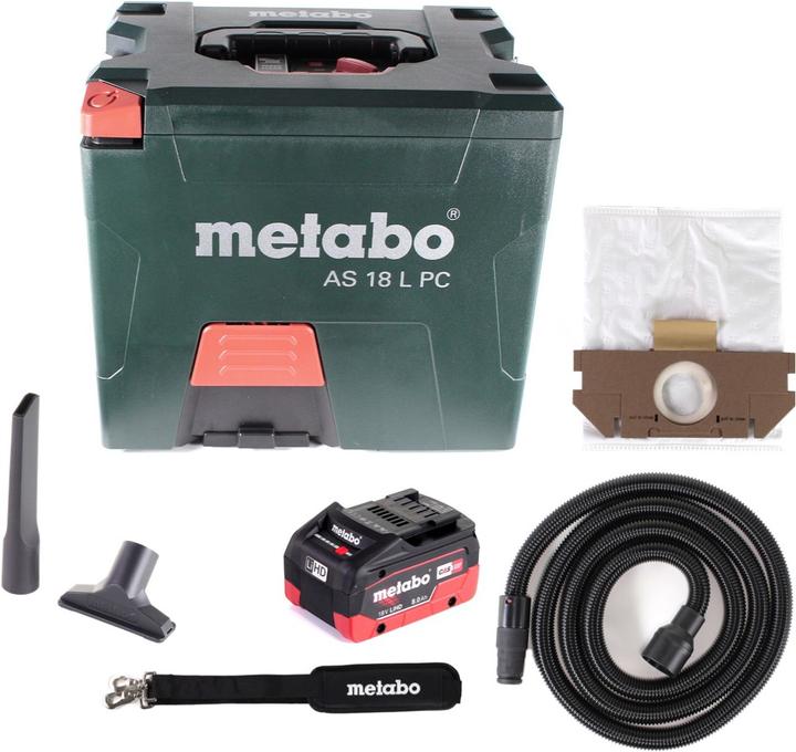 Produktbild Metabo AS 18 L PC Akku Sauger 18V 7,5L ( 602021850 ) + 1x Akku 8,0Ah - ohne Ladegerät