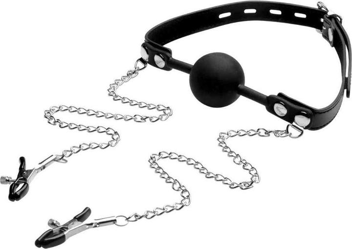 Produktbild XR Brands Silicone Ball Gag with Nipple Clamps