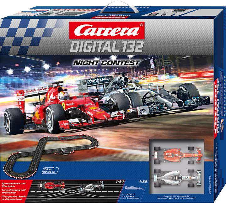 Produktbild Carrera D132 Night Contest Ferrari SF 15 & Mercedes F1 W05