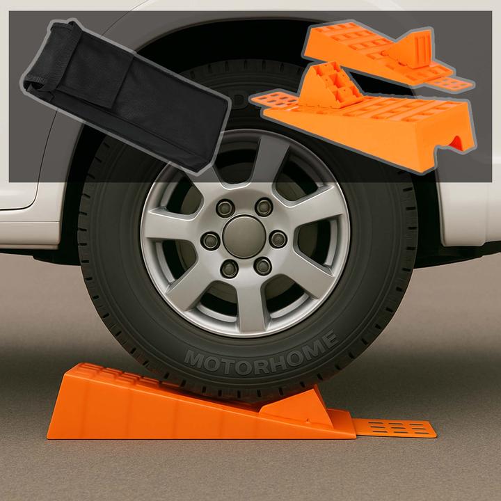 Actual product image Wiltec Caravan Levelling Ramps Set 2 Pieces Integrated Chocks Motorhome Leveller