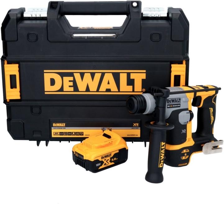 Produktbild DeWalt DCH 172 Akku Bohrhammer 18 V 16 mm 1,4 Joule SDS plus Brushless + 1x Akku 5,0 Ah + TSTAK - oh (Akkubetrieb)