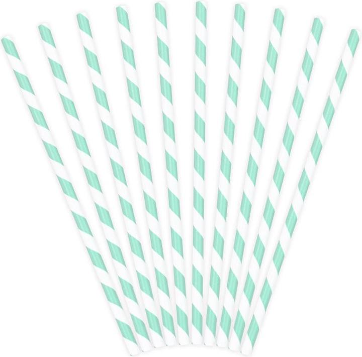 Actual product image Partydeco Paper straws with turquoise stripes (10 pcs.) (10 x)